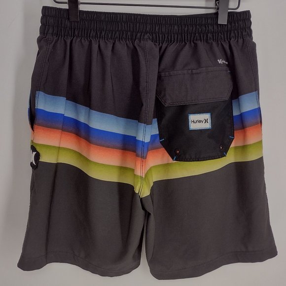 Hurley Phantom Rainbow Striped Blue Red Green & Black Skate Surf Board Shorts - Picture 3 of 9